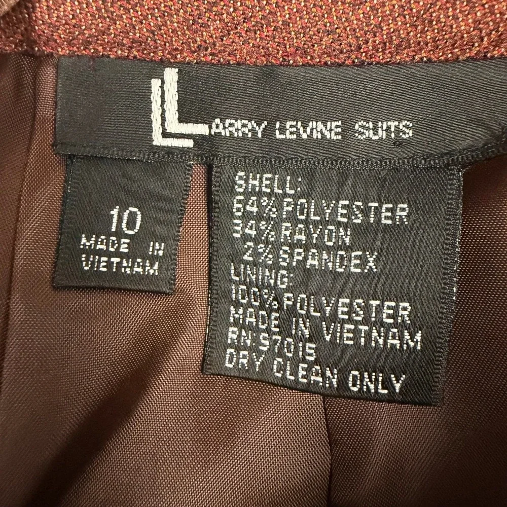 Larry Levine Suits Womens Rust Orange 2 Pc Double Breasted Blazer Skirt Set 10